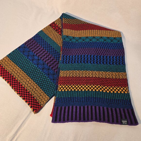 SOLMATE Boho UNISEX Multicolor Multi Patterns Recycled Knit Scarf New NO Tags! - Picture 5 of 14